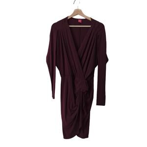 Three Dots Clothing Women's Dress Long Sleeve Wrap Knee Length Sz Small Burgundy